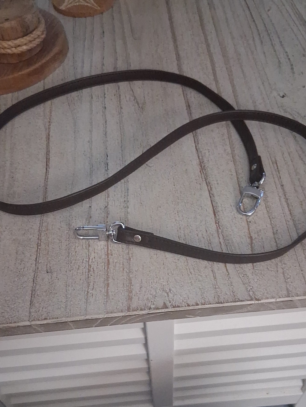 Brown Leather Crossbody Strap with Silver Hardware